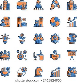 Corporate Hand Drawn Icons Set. Contains Icons such as Building, Business, Client, Collaboration, Company.