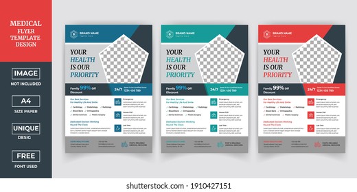 Corporate Health Care Cover A4 Template Design And Flat Icons For A Report And Medical Brochure Design, Flyer Design Layout Background, Poster Pamphlet Brochure Cover Design Layout, Vector Template.