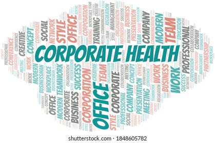 Cloud de palabras vectorial de estado corporativo, hecho sólo con texto.