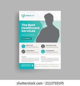 Corporate Healthcare Business Flyer, Poster, booklet, Cover, Brochure, Report Design Template for Medical and Clinic in A4