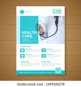 Corporate healthcare cover a4 template design and flat icons for a report and medical brochure design, flyer, leaflets decoration for printing and presentation vector illustration