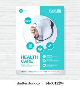 Corporate healthcare cover a4 template design and flat icons for a report and medical brochure design, flyer, leaflets decoration for printing and presentation vector illustration