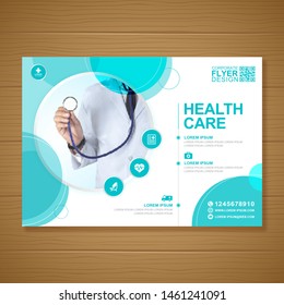 Corporate healthcare cover a4 template design and flat icons for a report and medical brochure design, flyer, leaflets decoration for printing and presentation vector illustration