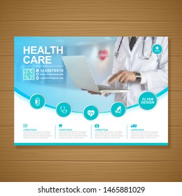 Corporate healthcare cover a4 template design and flat icons for a report and medical brochure design, flyer, leaflets decoration for printing and presentation vector illustration