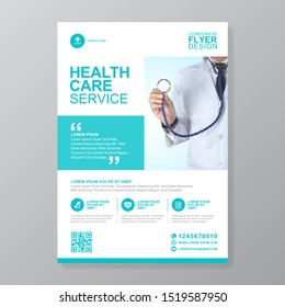 Corporate healthcare cover a4 template design and flat icons for a report and medical brochure design, flyer, leaflets decoration for printing and presentation vector illustration