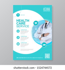 Corporate healthcare cover a4 template design and flat icons for a report and medical brochure design, flyer, leaflets decoration for printing and presentation vector illustration