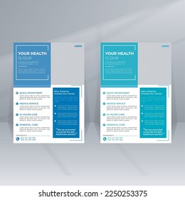 Corporate healthcare cover, a4 template design, medical brochure design, flyer, leaflets decoration for printing and presentation two colors scheme, vector template in A4 size - Vector