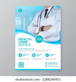 Corporate healthcare cover a4 template design and flat icons for a report and medical brochure design, flyer, leaflets decoration for printing and presentation vector illustration