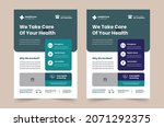 Corporate healthcare cover, back page a4 template design and flat icons for a report and medical brochure design, flyer, vector illustration