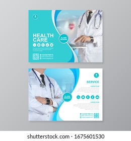 Corporate healthcare cover, back page a4 template design and flat icons for a report and medical brochure design, flyer, leaflets decoration for printing and presentation vector illustration