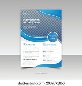 Corporate healthcare cover, back page a4 template design, medical brochure design, flyer, leaflets decoration for printing and presentation vector illustration Editable Healthcare brochure for clinic.