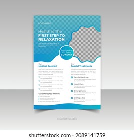 Corporate healthcare cover, back page a4 template design, medical brochure design, flyer, leaflets decoration for printing and presentation vector illustration Editable Healthcare brochure for clinic.