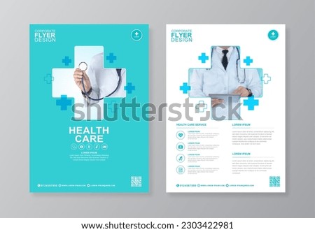 Corporate healthcare Geometric cover, back page a4 template design and flat icons for a report and medical brochure design, flyer, leaflets decoration for printing and presentation vector illustration