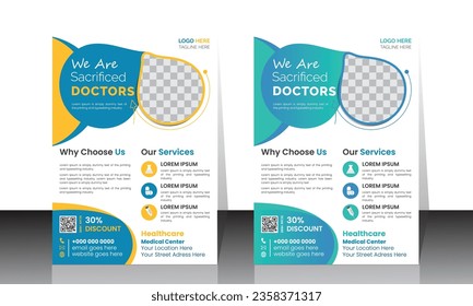 Corporate healthcare and medical a4 flyer design template ,Modern  medical business flyer template design set with orange, Medical flayer Design Template ,Healthcare and Medical pharmacy flyer and 