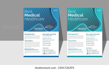 Corporate healthcare and medical cove a4 flyer design template.	