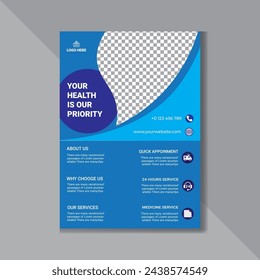 Corporate healthcare and medical cove a4 flyer design template
