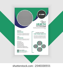 Plantilla Corporativa de diseño de volantes médicos y de la ensenada médica A4.