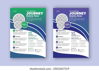 Corporate healthcare and medical cover and back page a4 flyer design template for print