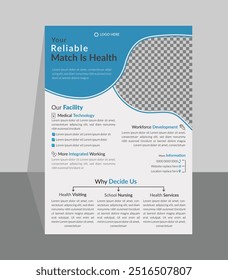 Corporate healthcare and medical cover and back page a4 flyer design template for print  Corporate healthcare and medical flyer or poster design layout