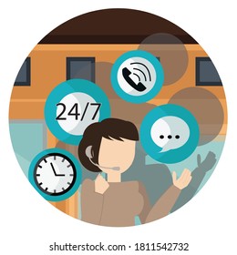 Corporate helpline concept. Creative idea design. Flat vector for template, brochure or presentation.
