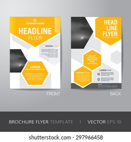 corporate hexagonal brochure flyer design layout template in A4 size, with bleed, vector eps10