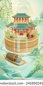 Corporate holiday blessing illustration style full screen vertical poster