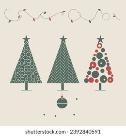 Corporate Holiday cards with Christmas tree, birds, ornate floral frames, luxury backgrounds and copy space. Universal artistic templates.