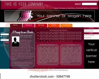 Corporate home page website template with standard leaderboard and vertical banner