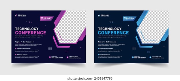 Corporate Sound Horizontal Annual Business Conference Flyer Layout und Einladung Banner Vorlage Design. Jährlicher Corporate Business Workshop, Meeting, Training, Jahreskonferenz Flyer, Cover Design