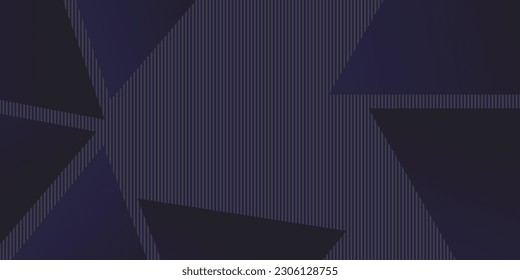 Horizontaler Firmenbanner. Farbige, fette geometrische Formen und Streifen auf dunkelblauem und schwarzem Hintergrund. Moderner Luxusvektor
