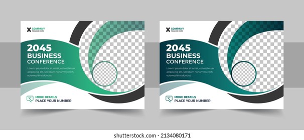 Corporate horizontal business conference flyer template. Horizontal Business Conference brochure flyer design layout template in A4 size, with nice background, vector eps10 - Shutterstock ID 2134080171