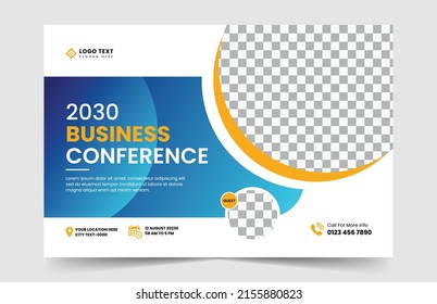 Corporate horizontal business conference flyer template design, business proposal and live webinar banner template design. Annual corporate business workshop, Business webinar conference - Shutterstock ID 2155880823