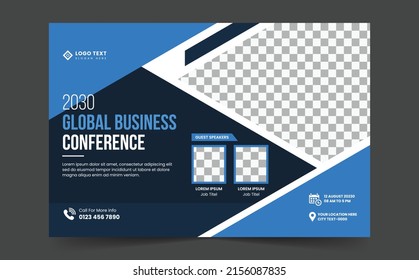 Corporate horizontal business conference flyer template design bundle. business proposal and live webinar banner template or Business live webinar conference banner