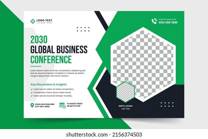 Corporate Horizontal Business Conference Flyer Template Or Business Webinar Conference Banner, Business Flyer Poster Design Set, Brochure, Cover, Annual Report, Poster, Workshop Flyer 