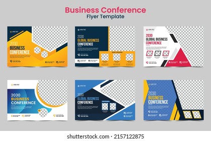 Corporate Horizontal Business Conference Flyer Template Design, Business Proposal And Webinar Social Media Post Banner. Annual Business Workshop Banner , Business Webinar Conference Flyer Bundle