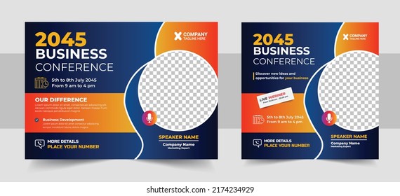 Corporate horizontal business conference flyer template, Horizontal Business Conference brochure flyer design layout template in A4 size, with nice background, vector eps10