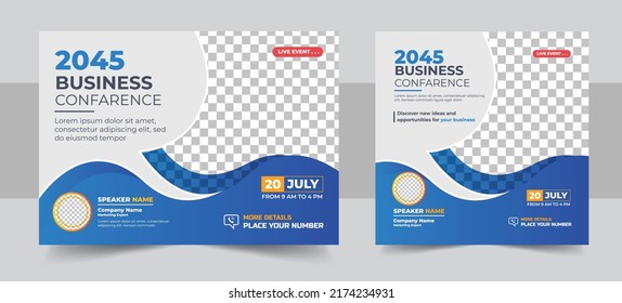 Corporate horizontal business conference flyer template, Horizontal Business Conference brochure flyer design layout template in A4 size, with nice background, vector eps10