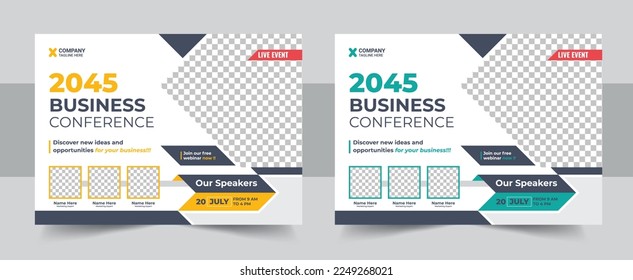 Corporate horizontal business conference flyer template, Business conference flyer template design. Business webinar invitation design template vector
