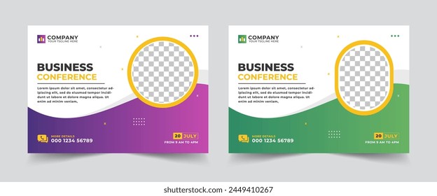 Corporate horizontal business conference flyer template, Business conference flyer design, conference event webinar
