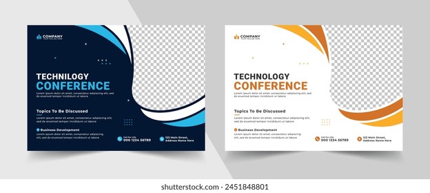 Corporate Sound Horizontal Business Conference Flyer Vorlage. Technologie Conference Social Media Banner Layout, Live Webinar Event Einladung Banner