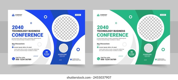 Corporate Sound Horizontal Business Conference Flyer Vorlage oder Online-Webinar Social Media Banner Layout, Live-Webinar-Event-Einladung Banner Design Vorlage