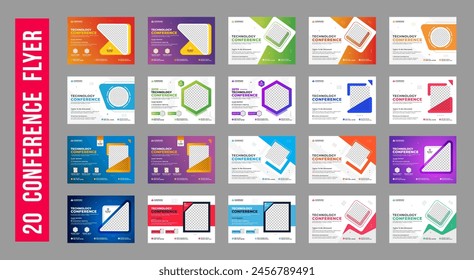 Corporate Sound Horizontal Business Conference Flyer Vorlage Paket oder Online-Webinar und Technologiekonferenz Social Media Banner Layout, Live-Webinar-Event-Einladung Banner Design Vorlage