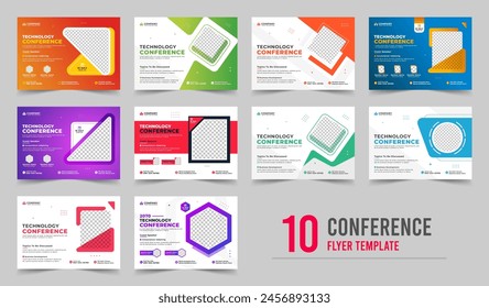 Corporate horizontal business conference flyer template. Horizontal Business Conference brochure flyer design layout template in A4 size. Webinar vector illustration