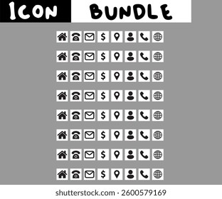 Corporate icon design bundle with black and white color package. 