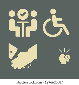 corporate icon set with disabled, meeting and deal vector illustration