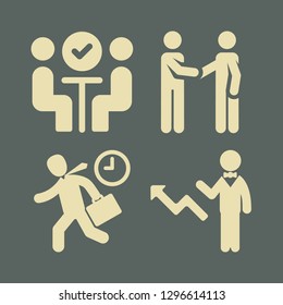 corporate icon set with growth graph, hurry to work and meeting vector illustration