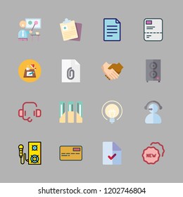 corporate icon set. vector set about speaker, headset, handshake and report icons set.