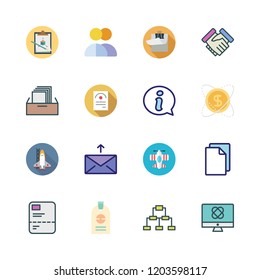 corporate icon set. vector set about investment, monitor, mail and handshake icons set.