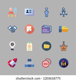 corporate icon set. vector set about hand shake, handshake, business card and badge icons set.