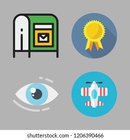 corporate icon set. vector set about airplane, vision, badge and mailing icons set.
